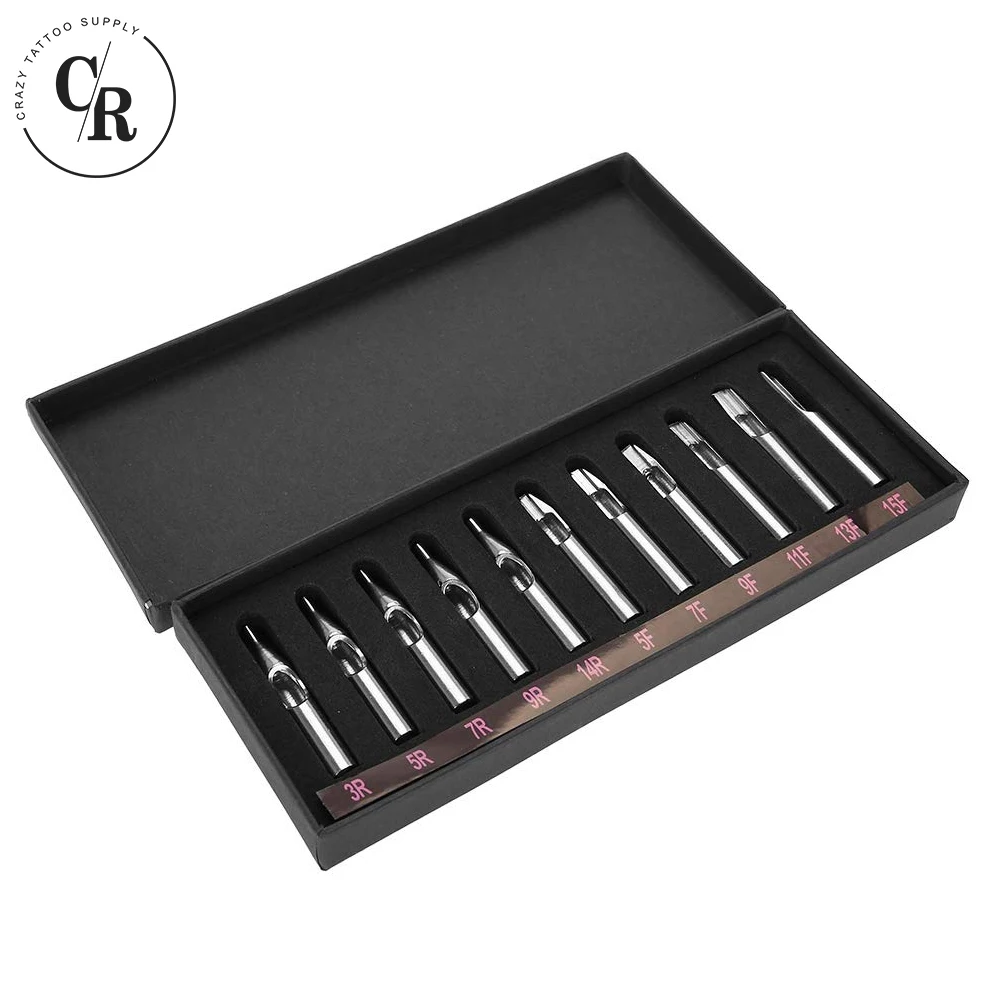 11pcs/set Stainless Steel Tattoo Tips Kit Nozzle 11 Sizes Assorted Mixed For Needles & Machine Free Shipping | Красота и здоровье