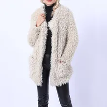 Женская Шуба зимняя плюшевая Женская куртка теплая толстая верхняя одежда женская Свободная куртка с длинными рукавами длинное пальто manteau femme