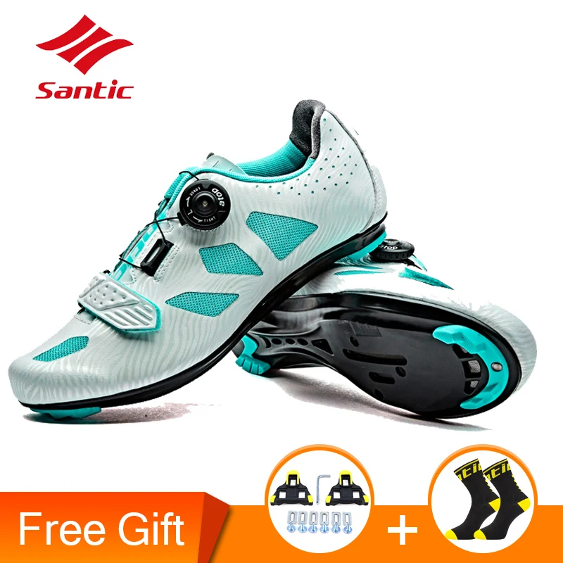 

Santic 2018 Women's Cycling Shoes Lace-up Lady Bike Sneakers Road Bicycle Shoes Athletic Racing Bicycle Shoes for Riding Sports