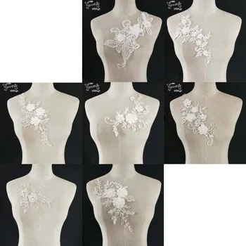 

High quality White Venise Flower Lace Fabric Dress Applique Motif Blouse Decoration DIY Neckline Lace Collar Costume Accessories