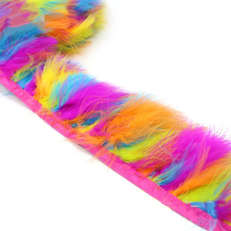 Multicolor 1 метр Ширина 8-10 см модные пушистые окрашенные разноцветные страусиные перья ленточная отделка бахрома украшение для одежды - Цвет: Multicolor