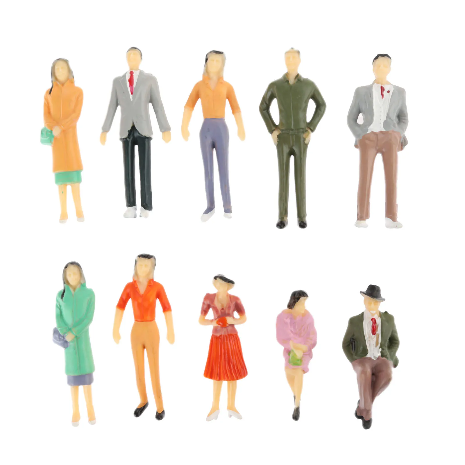 10pcs/lot 1:30 Multicolor Model People Miniature Figures Architectural Models Human Scale Model 65MM Plastic Peoples For Layout miniature figurines miniature ornament