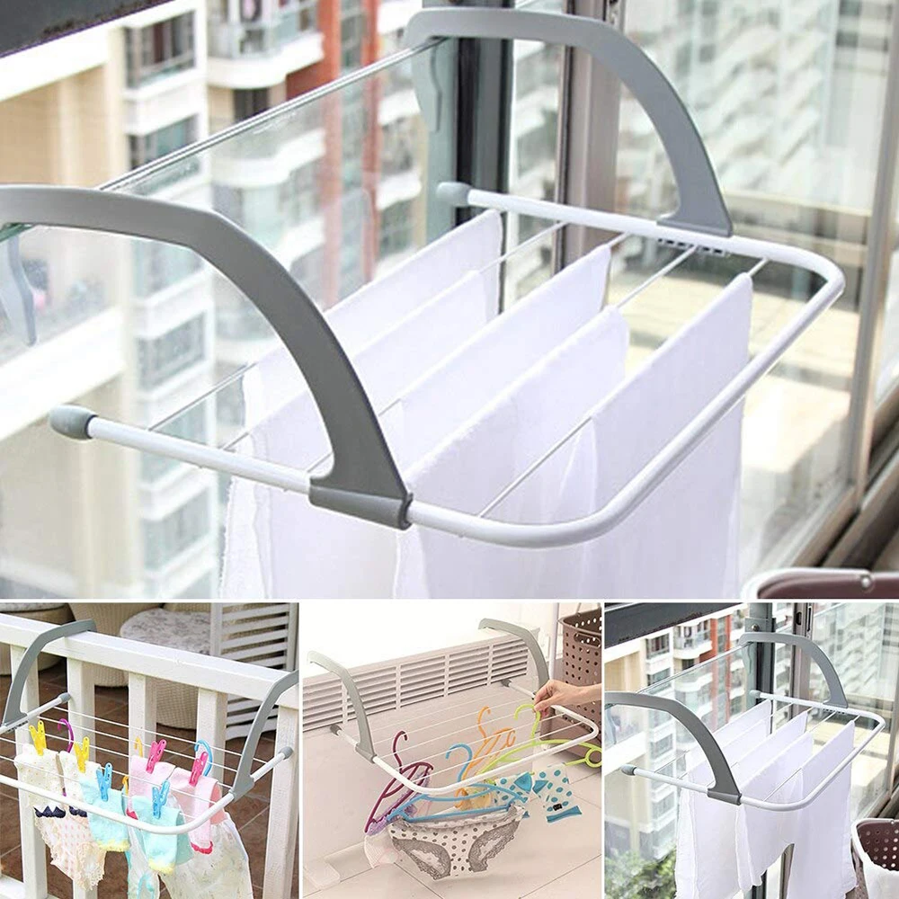 1pc Stainless Steel Drying Shoe Rack Portable Multi-function Window Laundry Balcony Towel Clothes Diaper Dryer Storage Rack