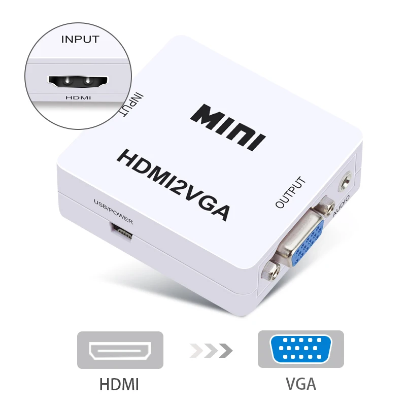  Originale Hd 1080P Mini Hdmi Al Convertitore Del Vga con Audio Hdmi a Vga Video Box Adattatore per 