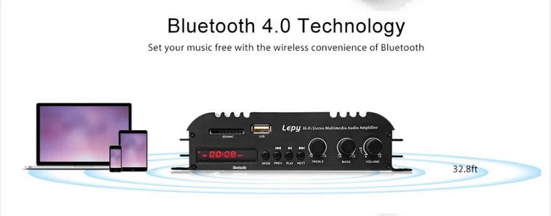 Bluetooth мини усилитель цифровой плеер HIFI стерео аудио Мощность 2CH 45 Вт домашний