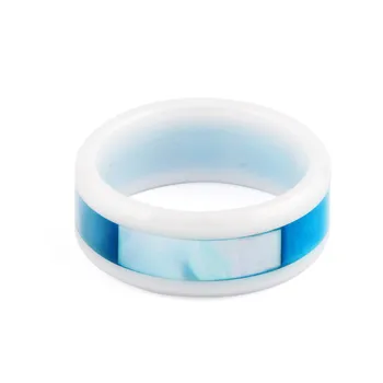 

Simplicity Blue Ceramics Crystal Rings For Men Europe And America Fashion Titanium Steel Geometry Couple Rings 2020 New