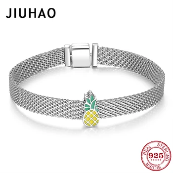 

925 Sterling Silver Yellow pineapple Round Clip Bead Fine Chain Bracelet Fit Original Reflexions Women Charms Bracelet Jewelry