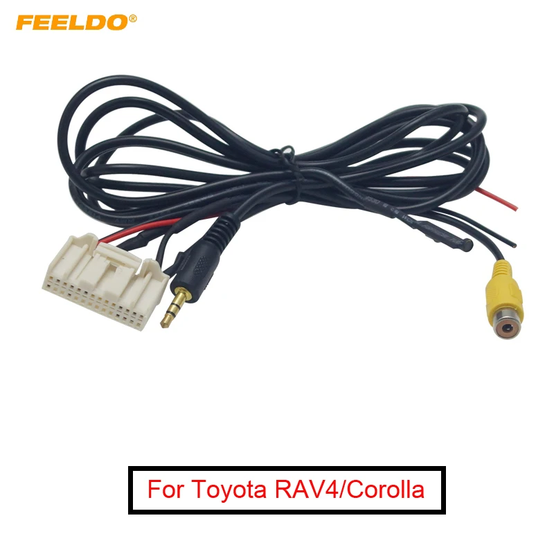 FEELDO 1 шт. автомобильный AUX-IN гнездо радио аудио кабель с микрофоном для Toyota RAV4/Reiz/Highlander/Corolla/Lewin AUX провод адаптер