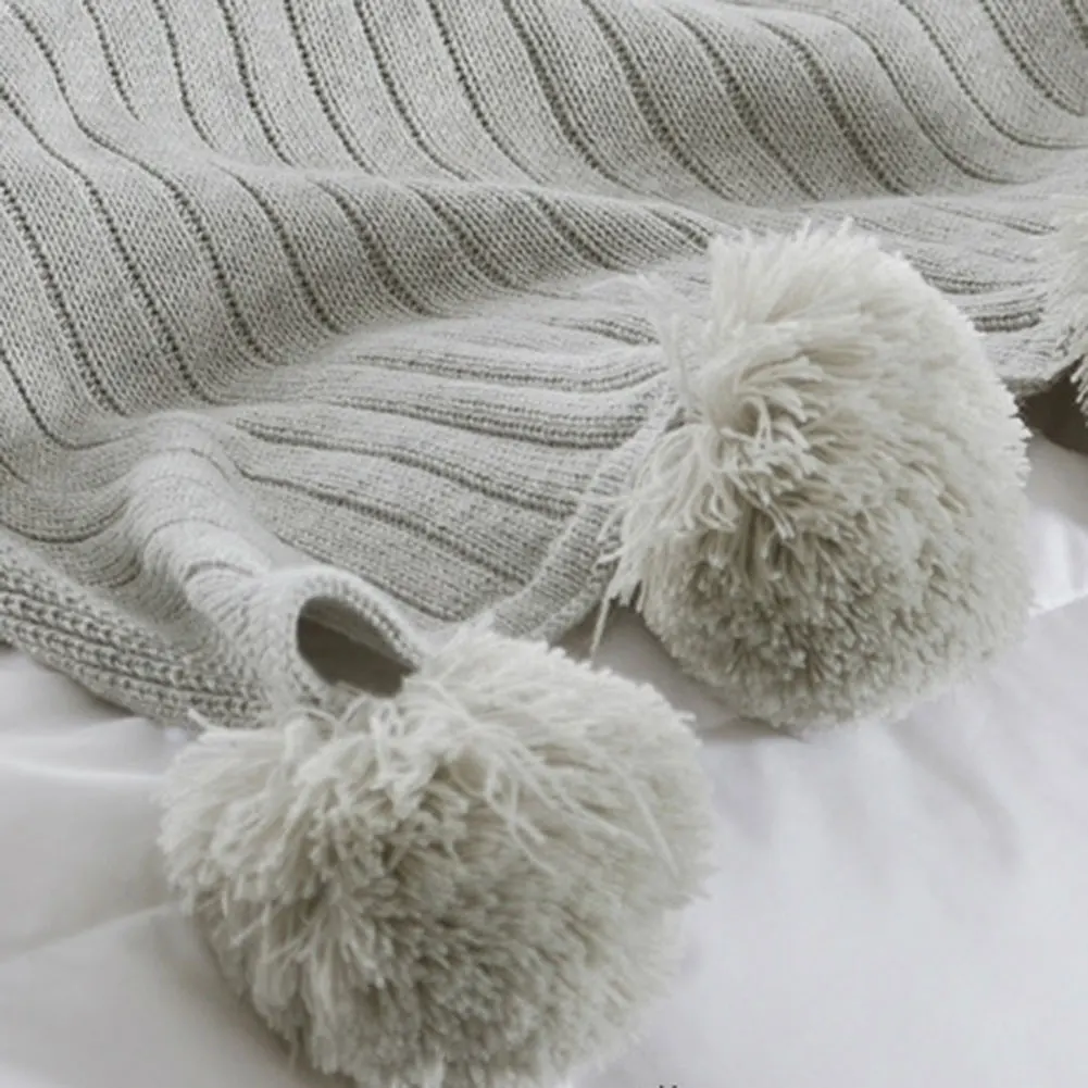 Soft Cotton Blanket Adorable Hair Ball Blanket Home Bedroom Knitted Blankets OCT998