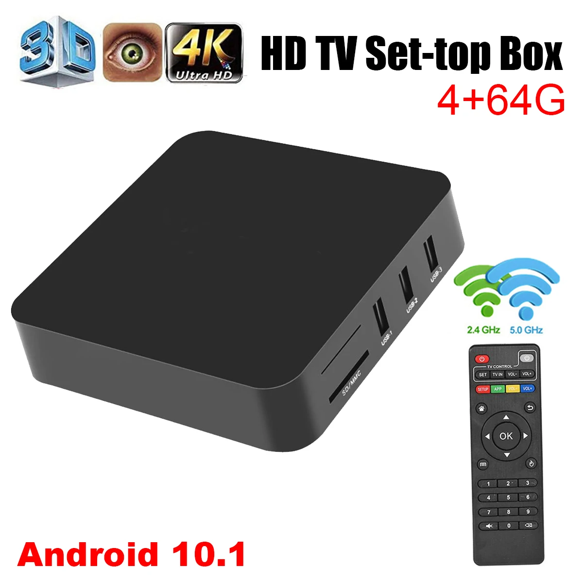 4GB 64GB 4K Android 10 Smart Box HD 3D 2.4G WiFi S905W Quad Core Media Player smart tv android box TV | Электроника
