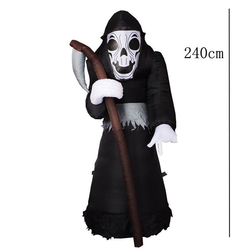 2.4m Inflatable Halloween Grim Reaper with Scythe Light Up 