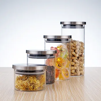 

Food Storage Glass Jar Containers Frascos De Vidrio Con Tapa Bottles Sealed Cans With Stainless Steel Lid