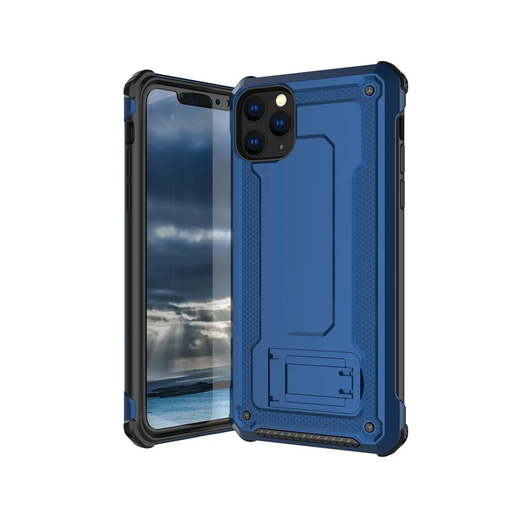 Mosunx для iPhone 11Pro Max, 6,5 дюймов, чехол, полный корпус, прочный чехол s, ударопрочный, прямая подставка для iPhone 11, 6,1 дюймов, iPhone 11Pro 5,8 - Цвет: Синий