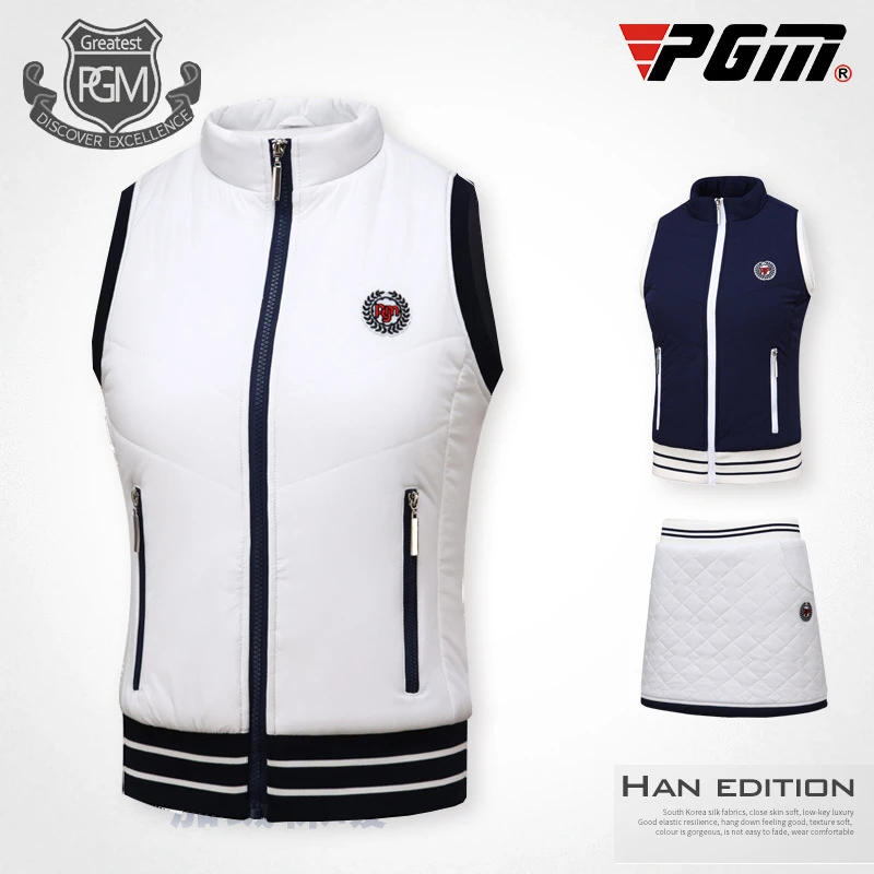 PGM, зимняя женская спортивная одежда для гольфа, Осенний теплый жилет, толстые бархатные куртки для гольфа+ флисовая юбка, Дамский Тонкий комплект одежды, D0492