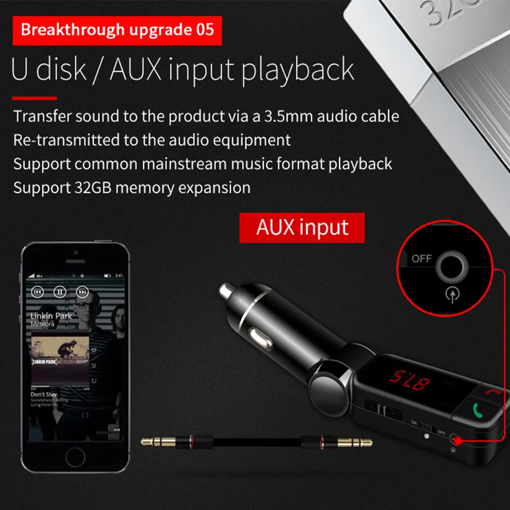 Автомобильная зарядка MP3-плеер BC06B Авто Bluetooth fm-передатчик Hands-free автомобильный Bluetooth двойной USB автомобильный музыкальный плеер