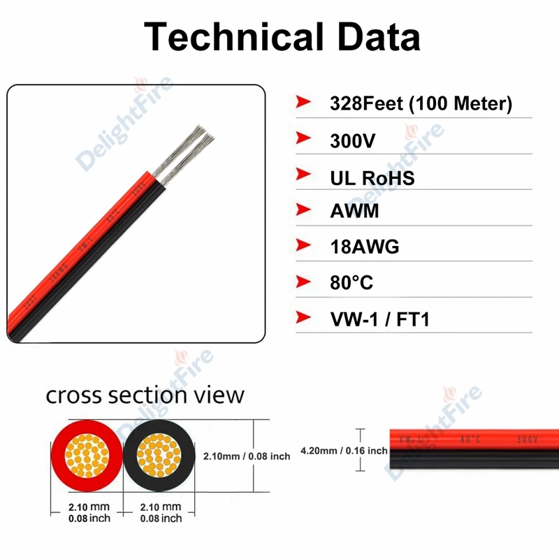 UL2468 2 Pin Electric Cable 26/24/22/20/18AWG Tinned Copper Wire Electrical Wire For Speaker Fan Led Strip Light Solar Panel