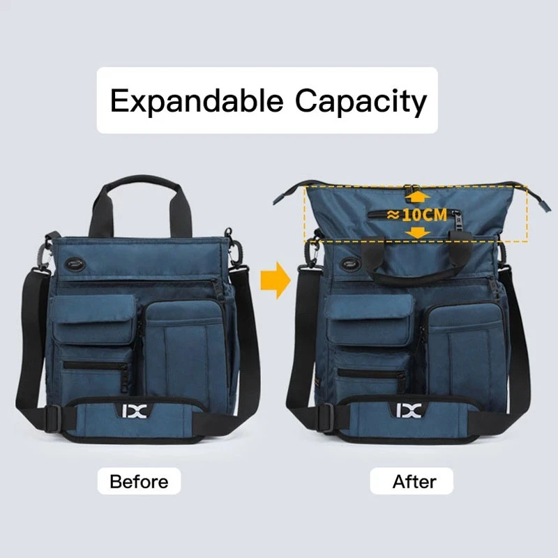 Weysfor Men Shoulder Messenger Bag Headphone Hole Waterproof Crossbody Bag Nylon Travel Handbag Large Capacity Storage Work Bags