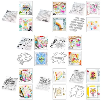 

2020 New Hot Clear Valentine Flowers Sentiment Stamps and Words Metal Cutting Dies Sets For Scrapbooking Craft Foil Card Making