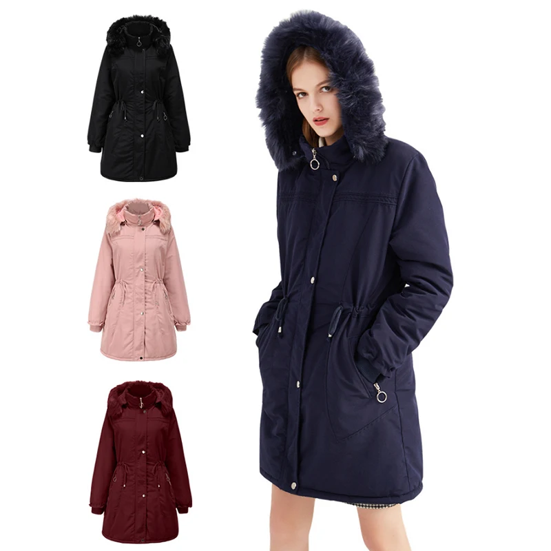 

Liva girl Fleece Winter Jacket Women Thick Warm Casual Slim Cotton Padded Ladies Parka Jacket