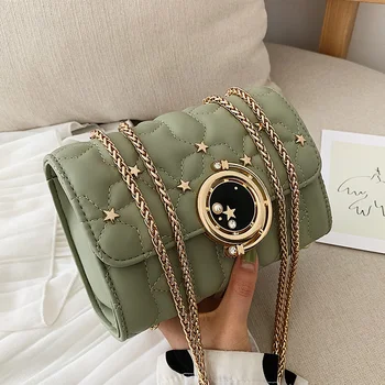 

Women's Handbag 2020 New Fashion PU Leather Net Red Messenger Bag Chain Shoulder Bag Simple Designer Louis Small Square Bag