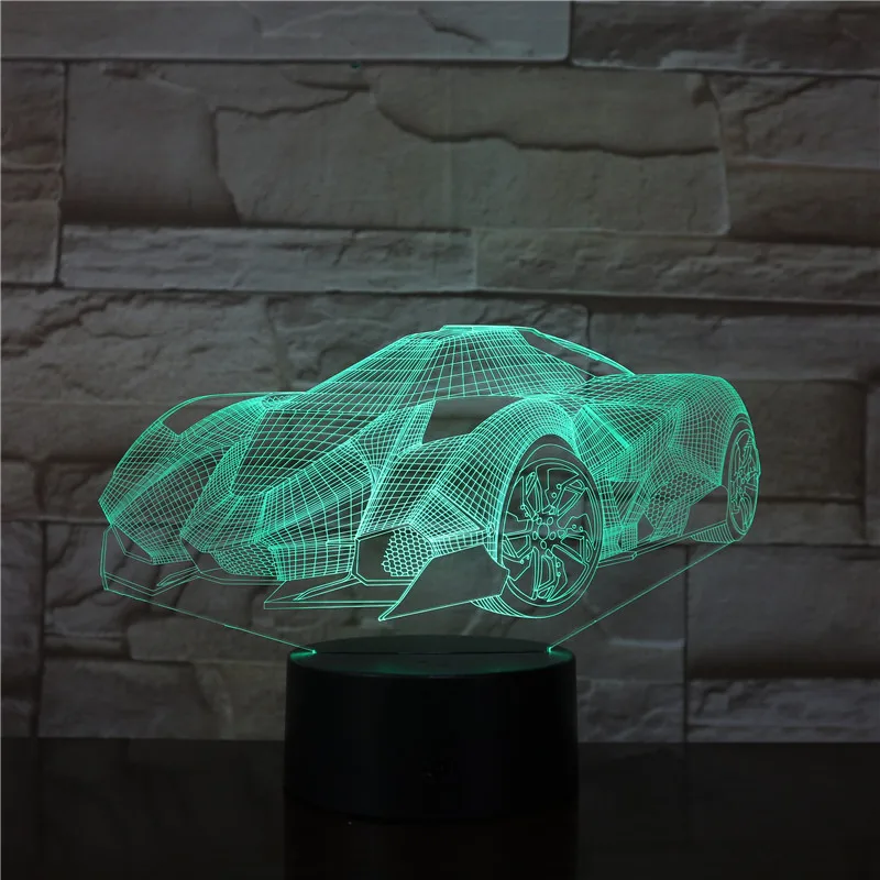 

Крутая супер Автомобильная акриловая 3D лампа, Ночной светильник с изменением 7 цветов, детсветильник Светодиодная настольная лампа с USB, атмосферная Ночная декоративная лампа 3507