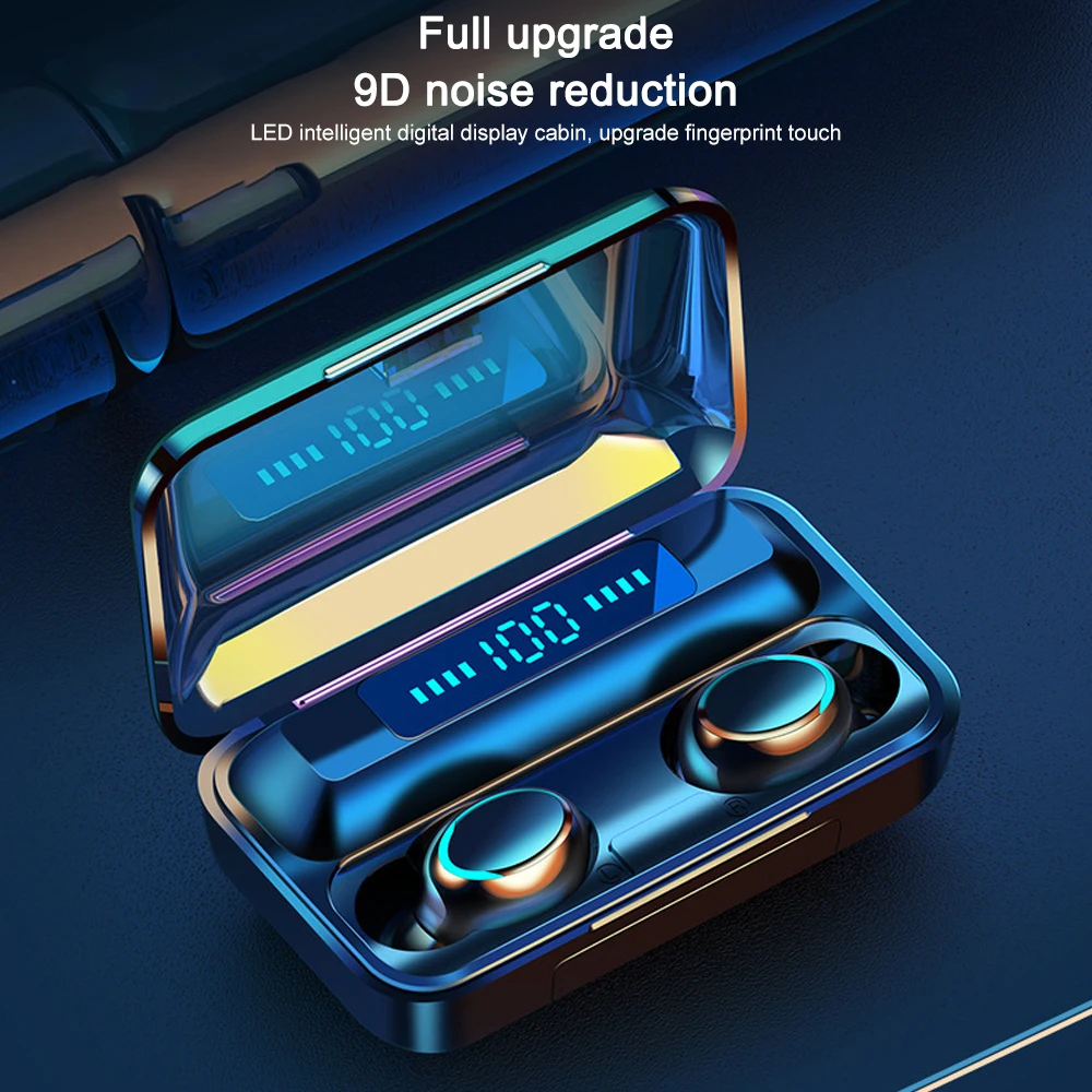 

F9-5 TWS Touch control 9D Stereo Headset Wireless Bluetooth Earphone with mic Sport Earphones Waterproof Earbuds LED display