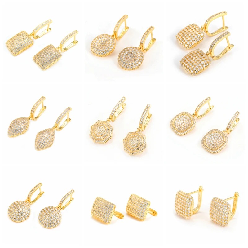 Винтажные серьги подвески с микрозакрепкой из фианита для женщин индийские