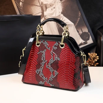 

Genuine Leather Women handbags Serpentine shell bag luxury fashion ladies diamonds shoulder messenger bag Cowhide Tote Bags 2020