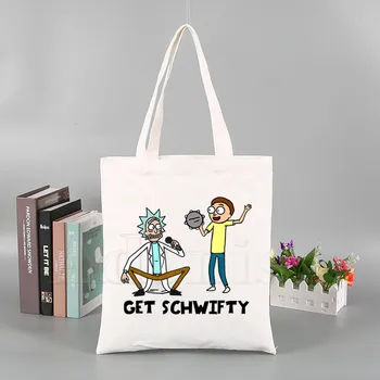 

Rick and Morty New Female Handbags Hot Selling Fashion Handbag Canvas Bag Tote Ladies Casual Shoulder Bag Reusable Shopping Bags