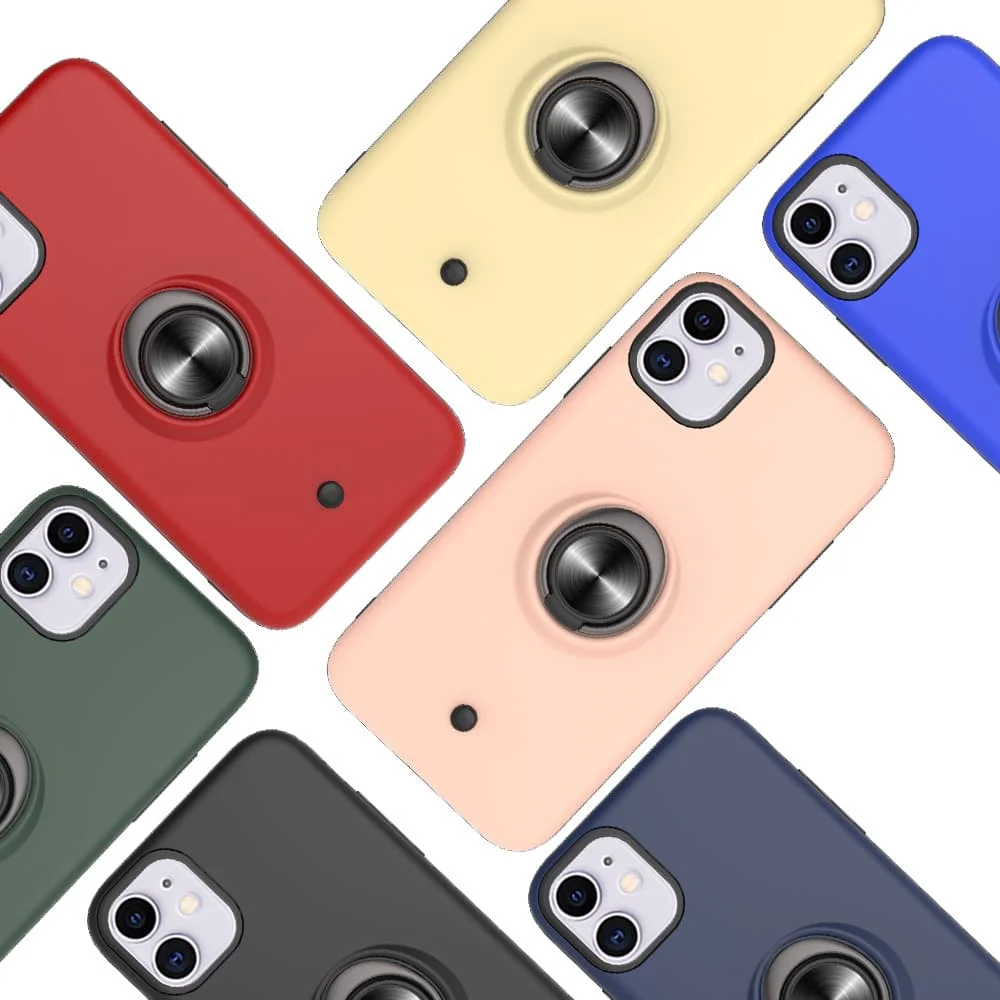 

Armor Case With Fidget Spinner Finger Ring for iPhone 11 Pro X XR XS Max 6 s 7 8 Plus Metal Shockproof Magnet Funny Black Cover