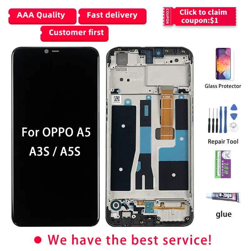 Оригинальный ЖК-дисплей для OPPO A5 AX5 сенсорный экран A3S CPH1803 дигитайзер A5s AX5s