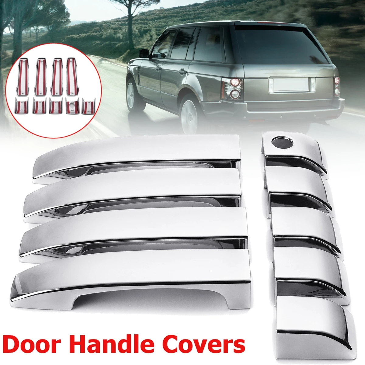 9pcs Set ABS Chrome 4 Door Handle Covers for Range Rover L322 Vogue