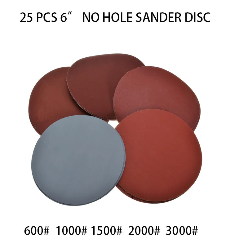 

25pcs 6" 150mm Sander Disc Sandpaper Pad Wheels Discs Metal Cutter Wood Cutting Tools for Rotary Tools 600-3000 Grit Mayitr