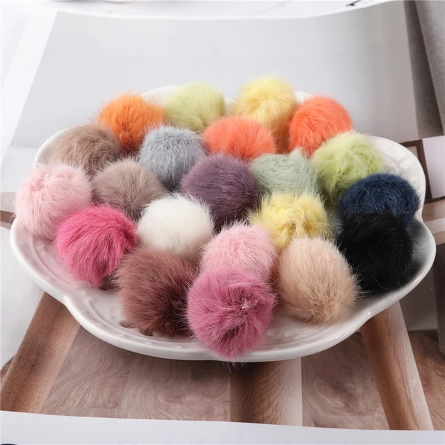 12Pcs/lot Fluffy Faux Rabbit Fox Fur Pompom Fur Pom Poms Ball For