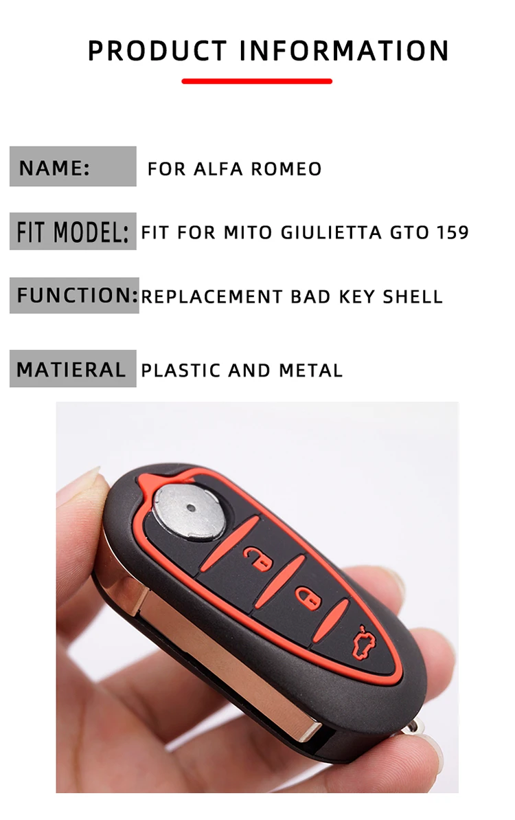 Cocolockey флип Автомобильный ключ оболочка для Alfa Romeo Mito Giulietta GTO 159 3 кнопки Замена дистанционного ключа брелок оболочка красная кнопка