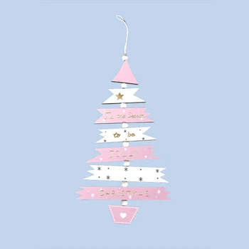 

1pcs Christmas Decorations Wooden Ornament Xmas Tree Hanging Pendant Props Gadget Red/Light Blue/Pink/Cyan/Gray/Wood