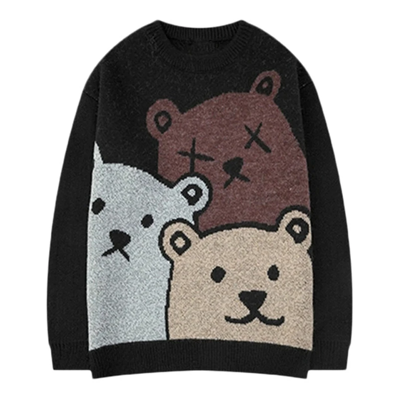CZDYUF Harajuku - Suéter a cuadros para hombre, suéter informal de punto de  otoño, suéter estilo hip hop, ropa de calle (color negro, talla: L)