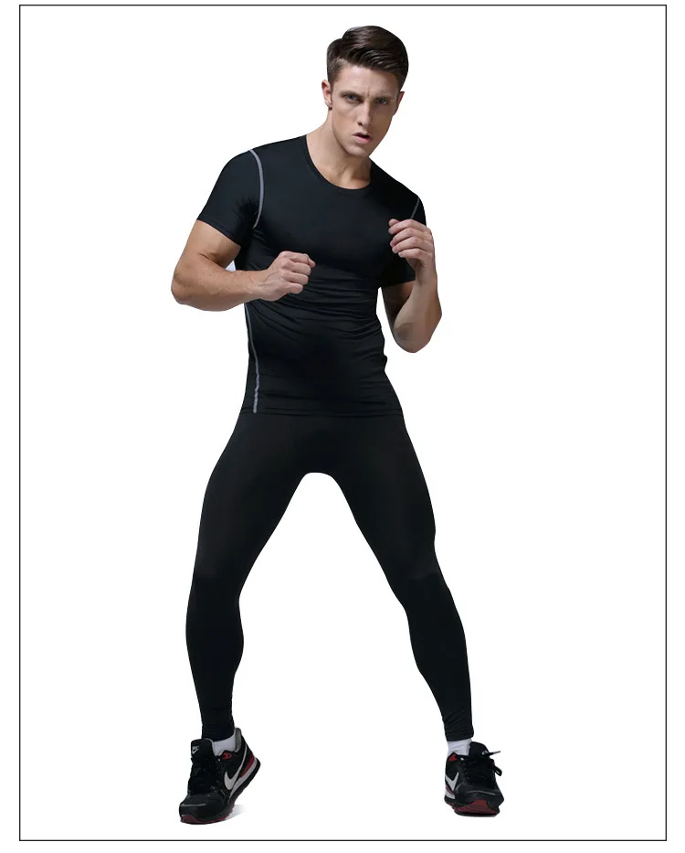 Компрессионная спортивная рубашка для мужчин, топы для фитнеса, Мужская сухая футболка для бега, футболка для тренировок в тренажерном зале, облегающая футболка для тренировок