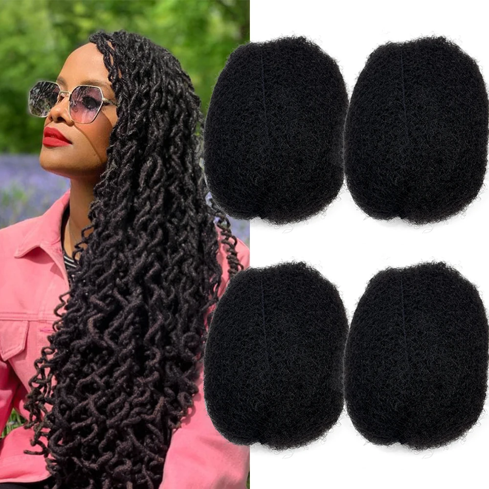 Tight Afro Kinky Human Hair Ideal for Making Locs Repair Extensions Twist Braids 4 Bundles/Package