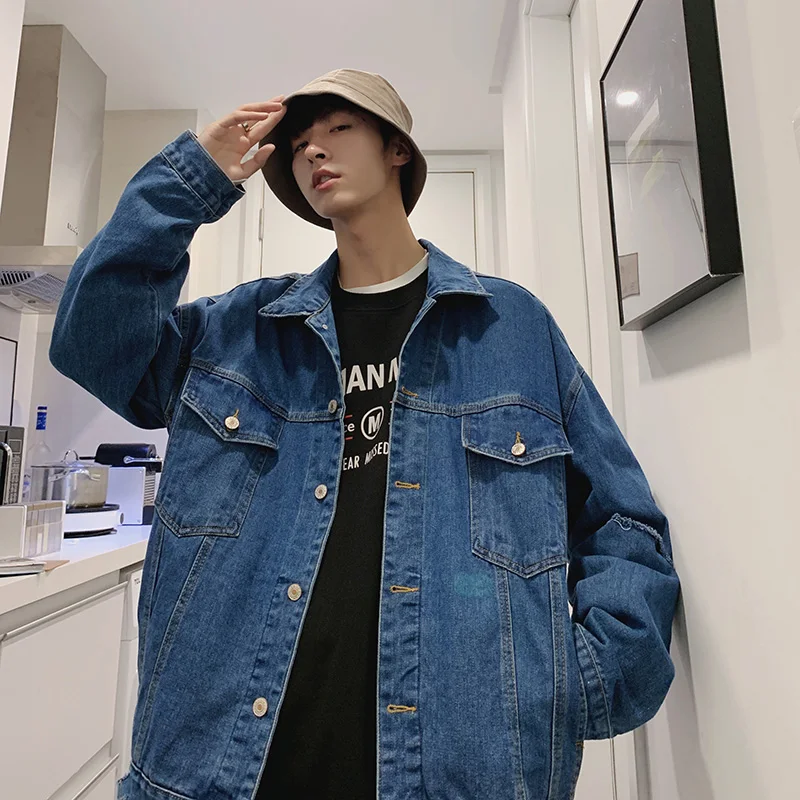 autumn hole jacket denim jacket loose Korean version of the wild top