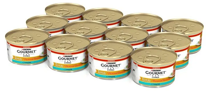 Корм влажный Gourmet Gold Нежная начинка для кошек с тунцом, 85 г(12 шт