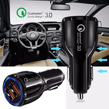 

Quick Charge 3.0 Car Charger For Mobile Phone Dual Usb Car Charger Ornament Qualcomm 3.0 Fast Charging Adapter
