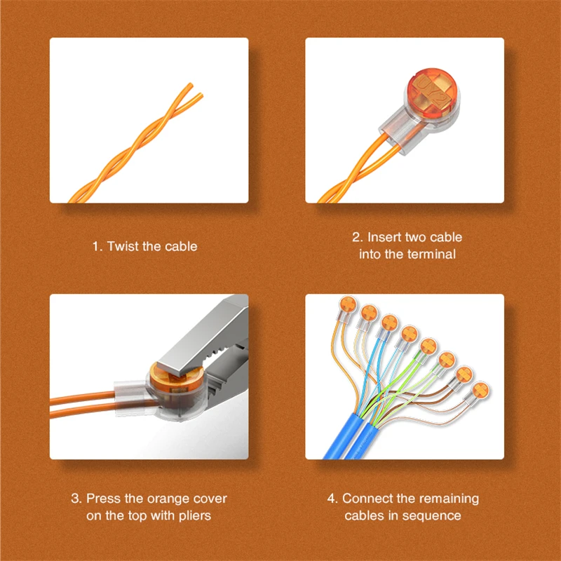 AMPCOM 100PCS Rj45 Connector Crimp Connection Terminals K2 Connector Waterproof Connectors K2 Network Cable Terminals