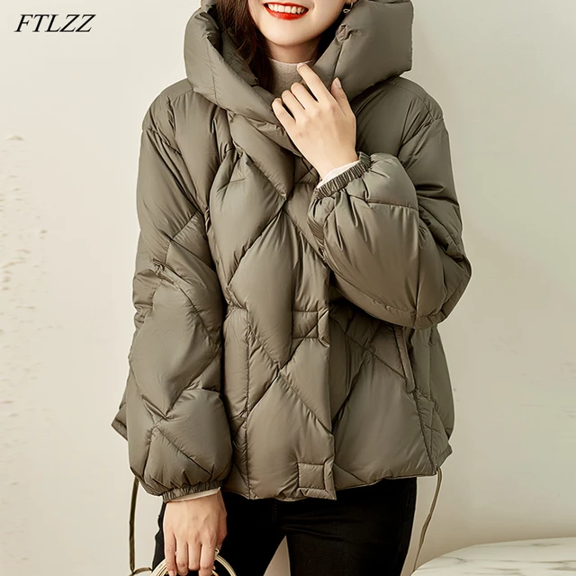 Oversized Light Duck Down Short Short Puffer Parka Coat 1