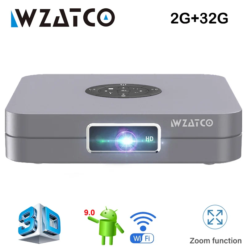 Проектор WZATCO D1 3D DLP Android Wi-Fi 300 дюйма поддержка домашнего кинотеатра Full HD 1920x1080P 32 ГБ