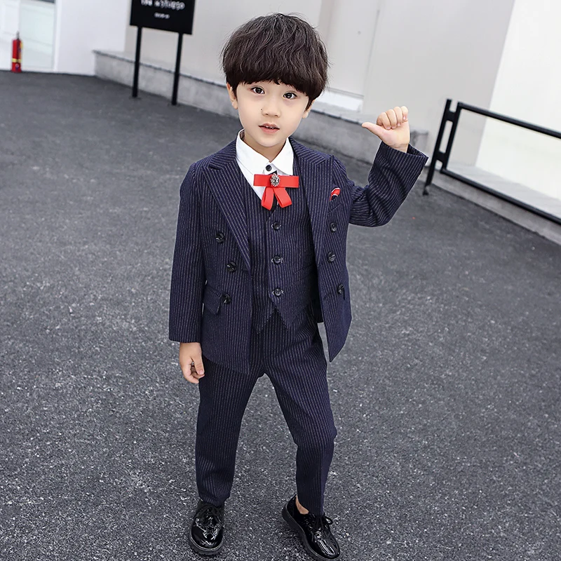 Жилет + блейзер брюки детские костюмы из 3 предметов для мальчиков деловой костюм