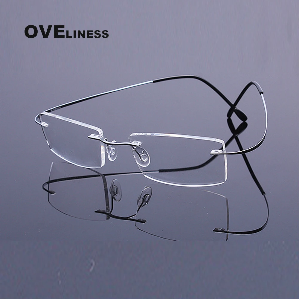 B Titanium Rimless Glasses Frame For Men Prescription Eyeglasses Frames