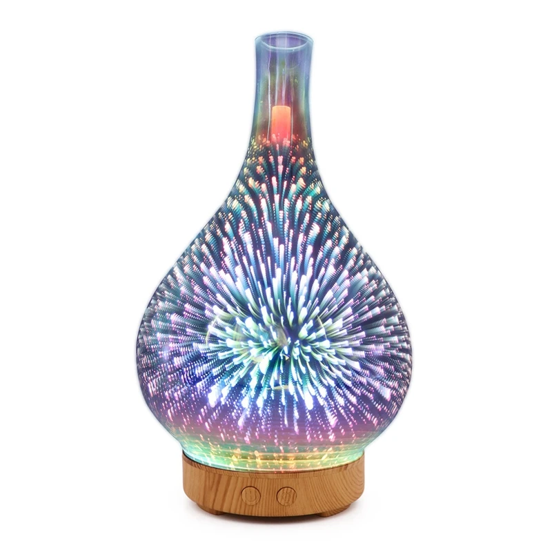 

3D Firework Glass Vase Shape Air Humidifier with 7 Color Led Night Light Aroma Essential Oil Diffuser Mist Maker Ultrasonic Humi