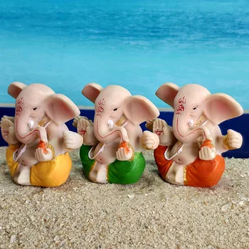 

3 Pcs Resin Elephant God Elephant Trunk Statue Indian God Sculpture Thai Buddha Statue Resin Craft Figurine Home Decoration