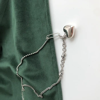 

SUNIANGON Heart Pendant Necklace 925 Sterling Silver White Gold Choker Necklace Bead Chain Necklace For Women Jewelry 925 Silver